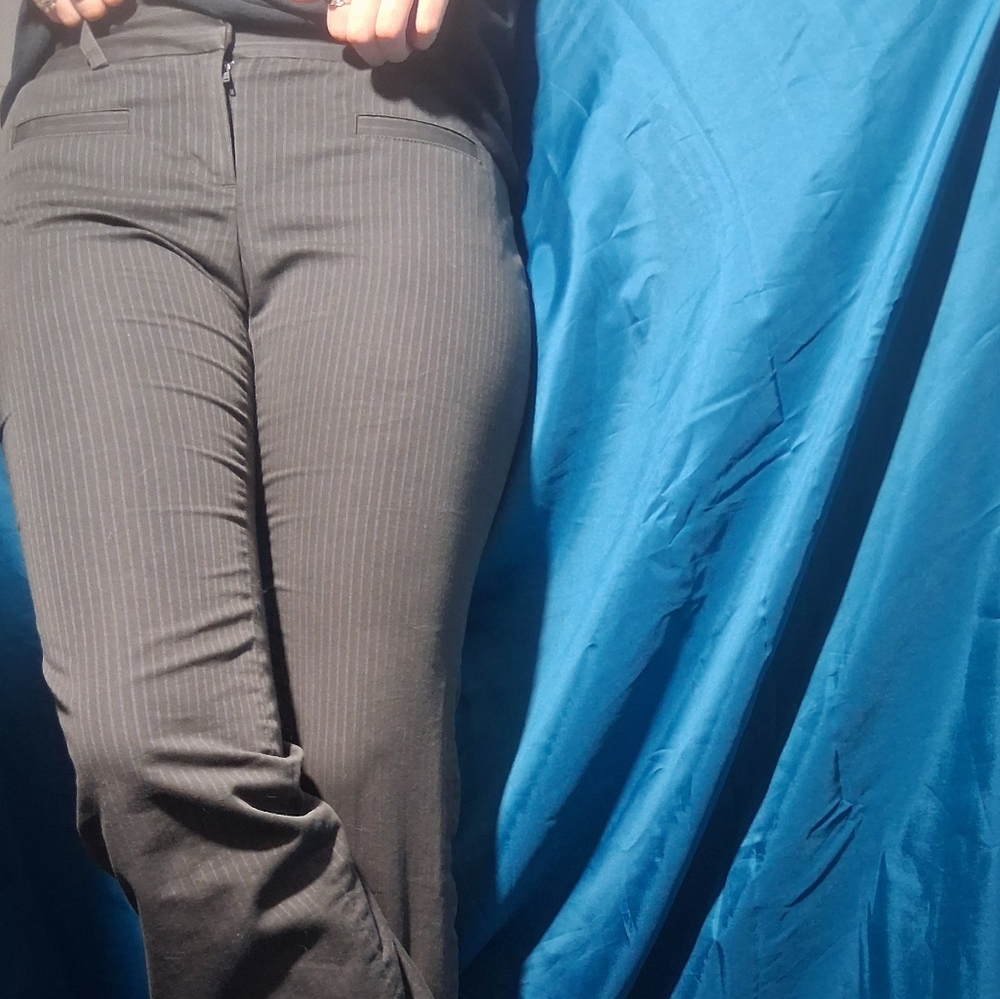 CAbi Black Pinstripe Straight Leg Jeans